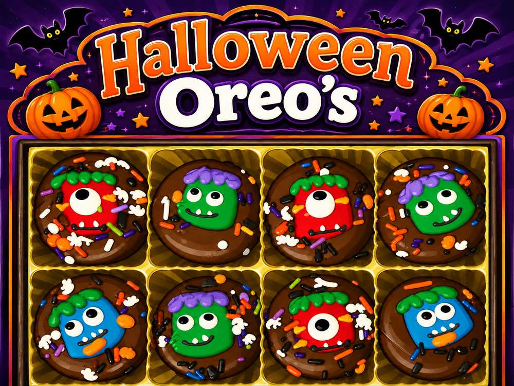 Halloween Hand Decorated Monster Head Oreos Box of 8