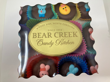 Bear Creek Candy Kitchen chocolate assortment in a decorative box