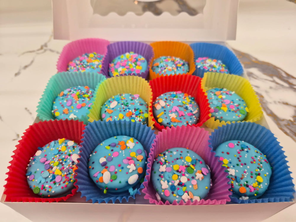 Blue Sky Oreo's, hand decorated box of 24 - Bear Creek Candy Kitchen