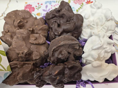 Chocolate Covered Pecan Mixed Clusters for SPRING 9 per box - Bear Creek Candy Kitchen