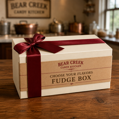 Closed Bear Creek Choose-Your-Flavors Fudge Box gift packaging
