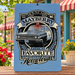 Blue Mayberry metal sign with a vintage squad car and America's Favorite Hometown lettering
