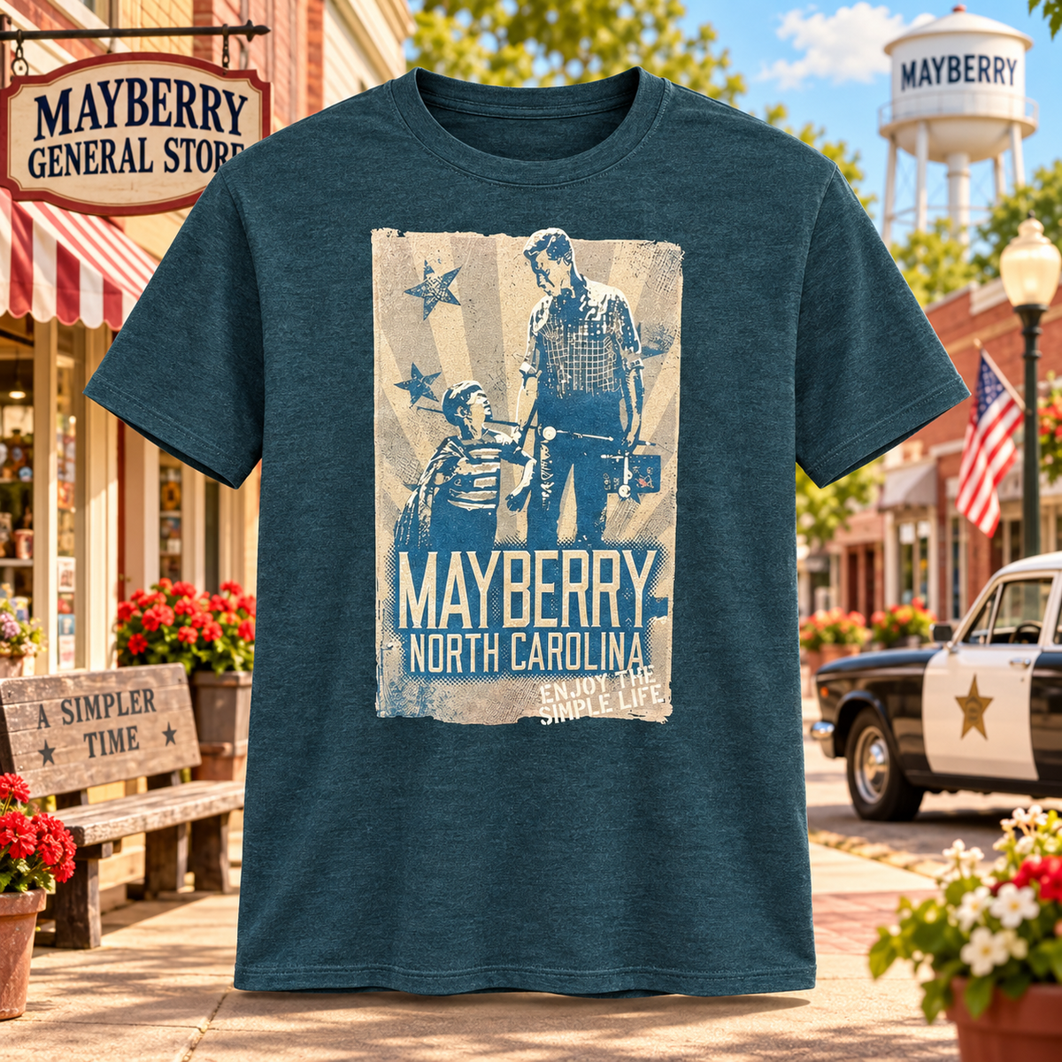 Heather Teal Mayberry Enjoy the Simple Life Fishing Tee showing the front design
