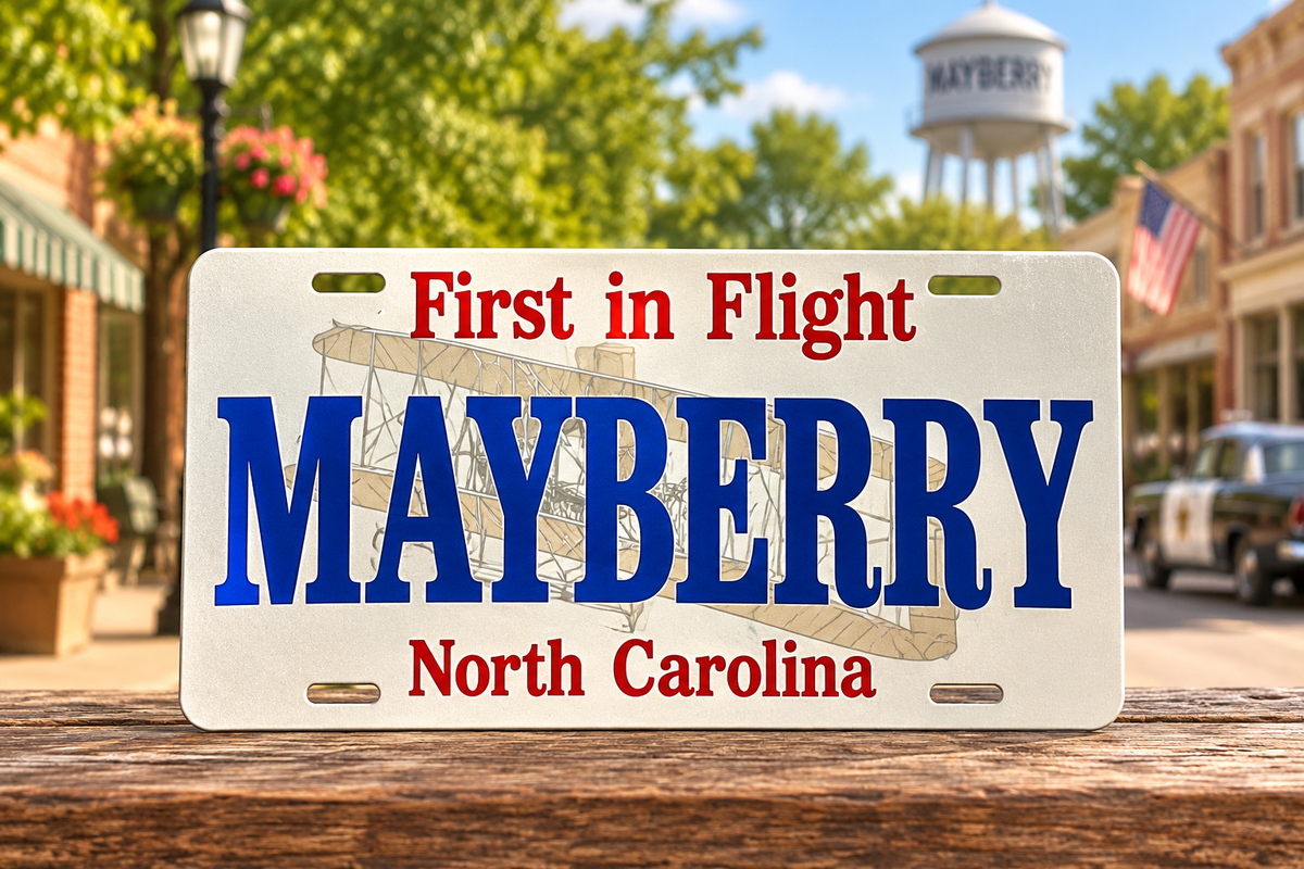 Mayberry Metal Sign - First in Flight