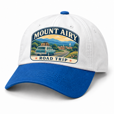 Mount Airy NC Road Trip Hat — Mayberry Souvenir Cap scenic mockup